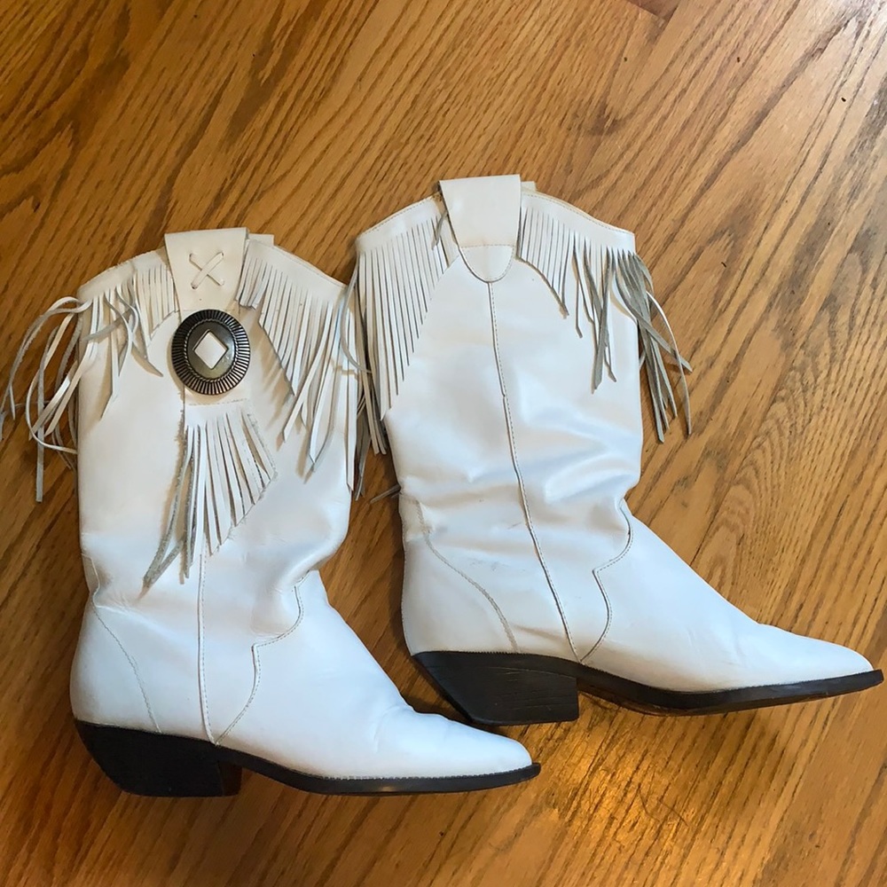 Vintage White Cowboy Boots